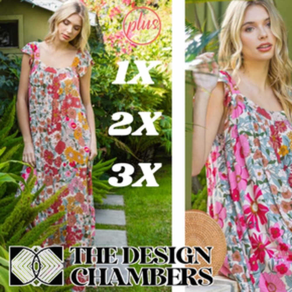 NWT Jodifl PLUS SIZE Flower Child Maxi Dress